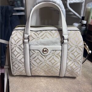Michael Kors Cream and Gold Satchel